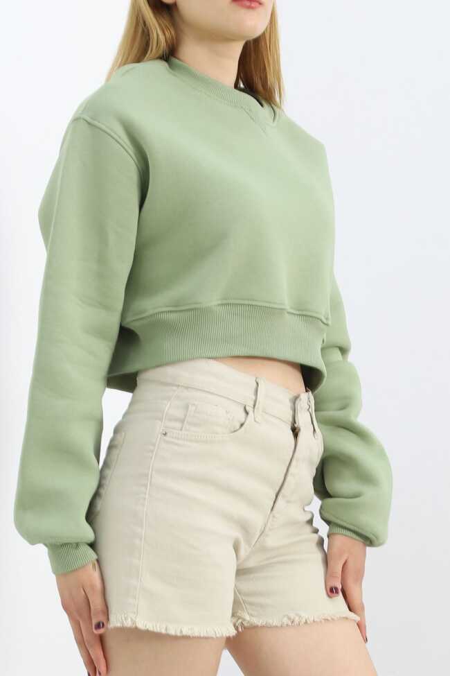 3 İplik Oversize Sweat Yeşil - 5