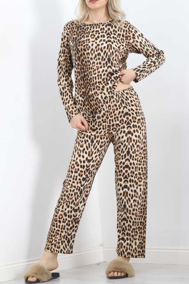 Alt Üst Aynı Rotasyon Pijama Takımı Leopar - 5