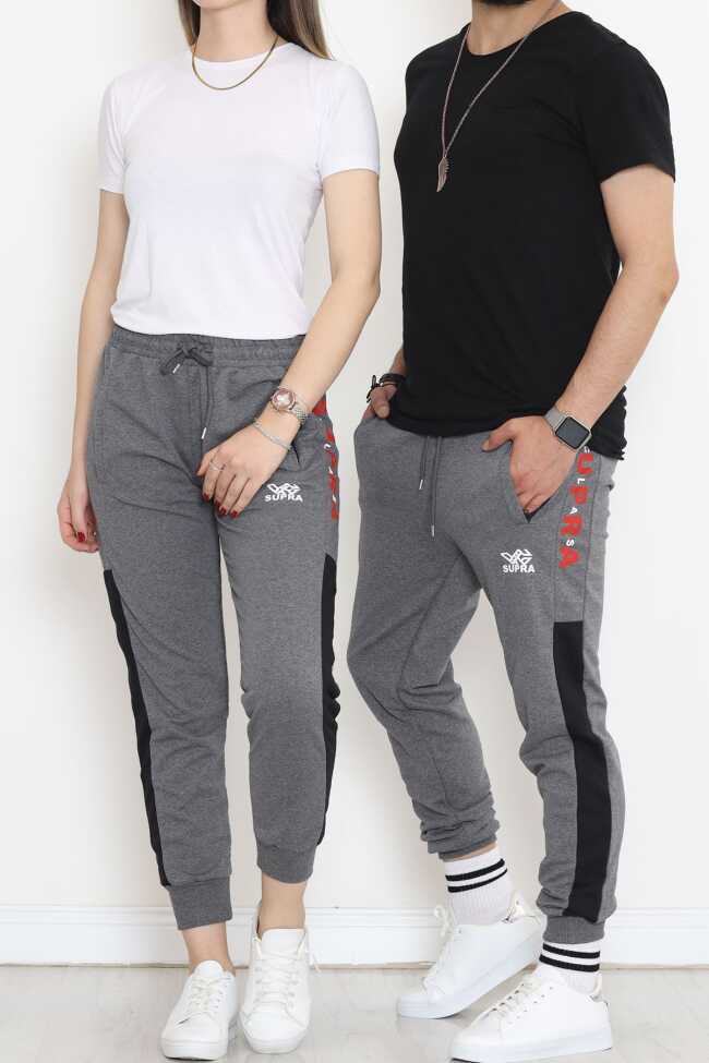 Baskılı Unisex Eşofman Altı Koyugri - 8