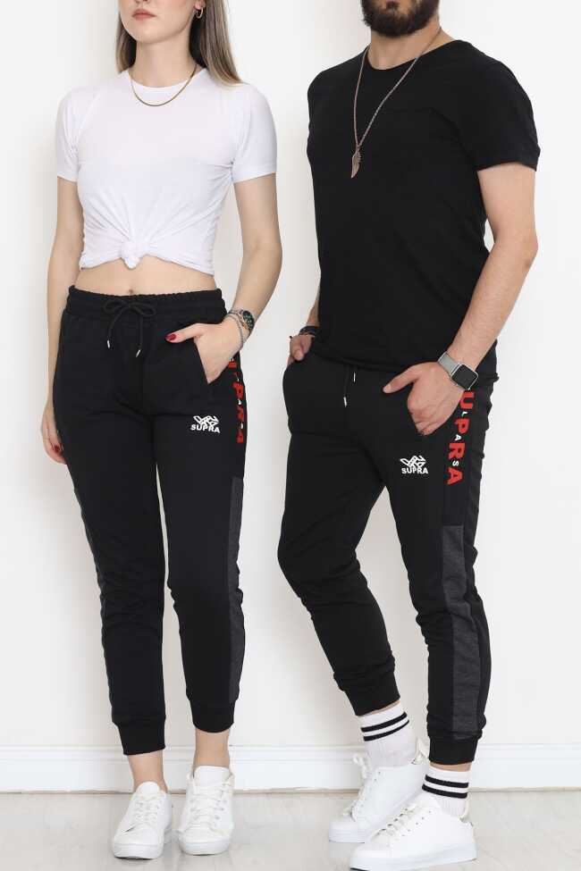 Baskılı Unisex Eşofman Altı Siyah - 1