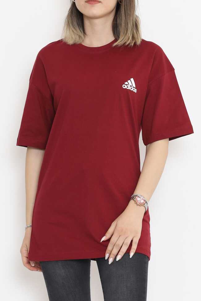 Baskılı Unisex Tişört Bordo - 5