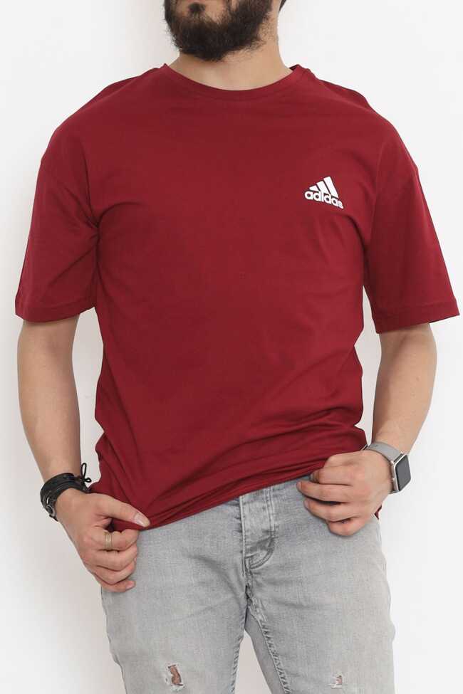 Baskılı Unisex Tişört Bordo - 6