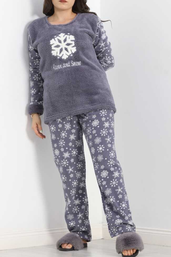 Battal Polar Pijama Takımı Füme - 1