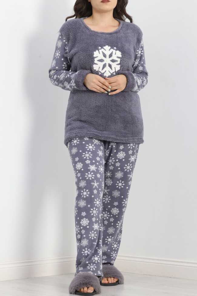 Battal Polar Pijama Takımı Füme - 3