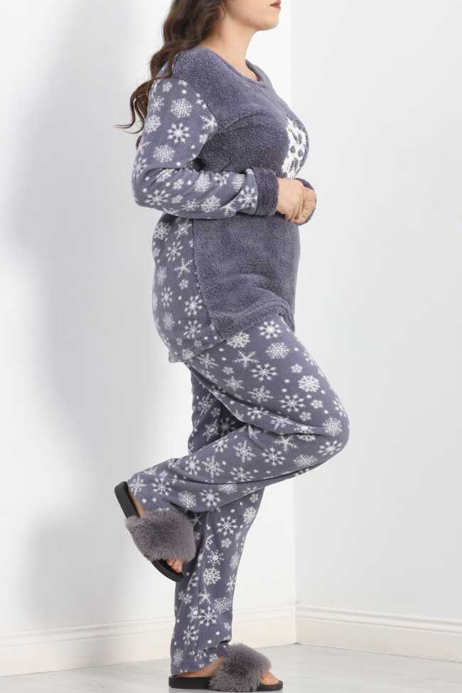 Battal Polar Pijama Takımı Füme - 4