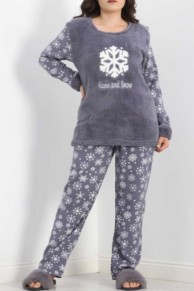 Battal Polar Pijama Takımı Füme - 5