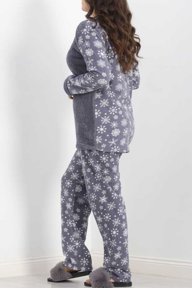 Battal Polar Pijama Takımı Füme - 6