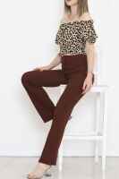 Bel Lastikli Crop Bluz Leopar - 2