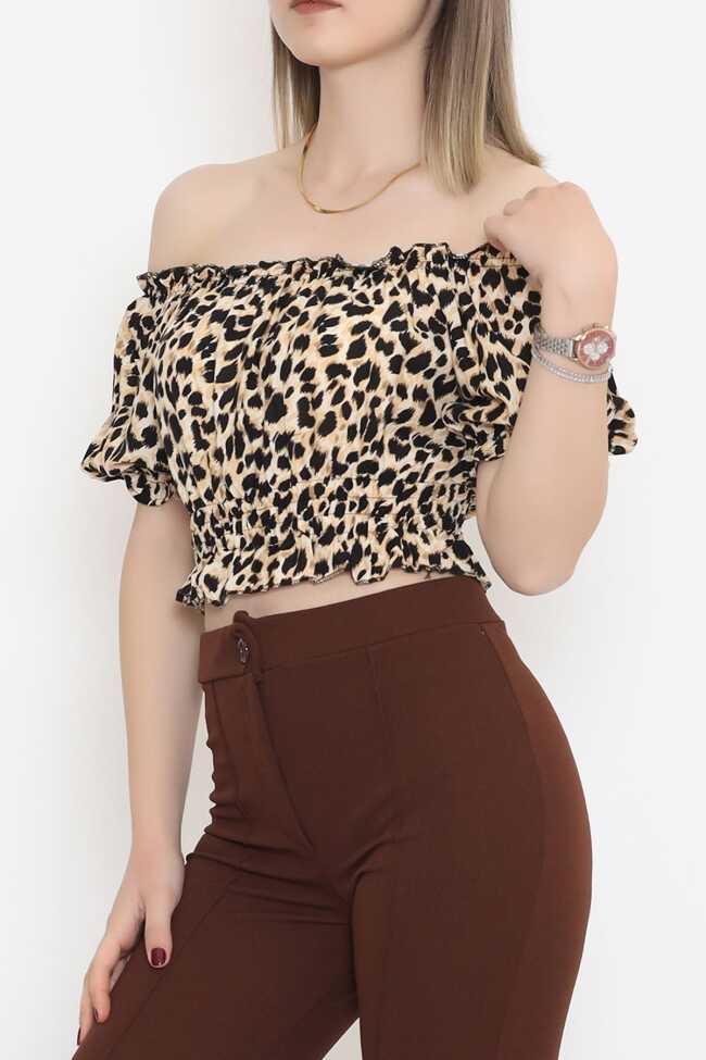 Bel Lastikli Crop Bluz Leopar - 3