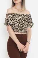 Bel Lastikli Crop Bluz Leopar - 5