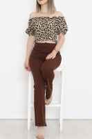 Bel Lastikli Crop Bluz Leopar - 6