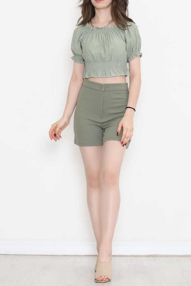 Bel Lastikli Crop Bluz Mint - 2