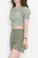 Bel Lastikli Crop Bluz Mint - 3