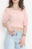 Bel Lastikli Crop Bluz Pudra - 6