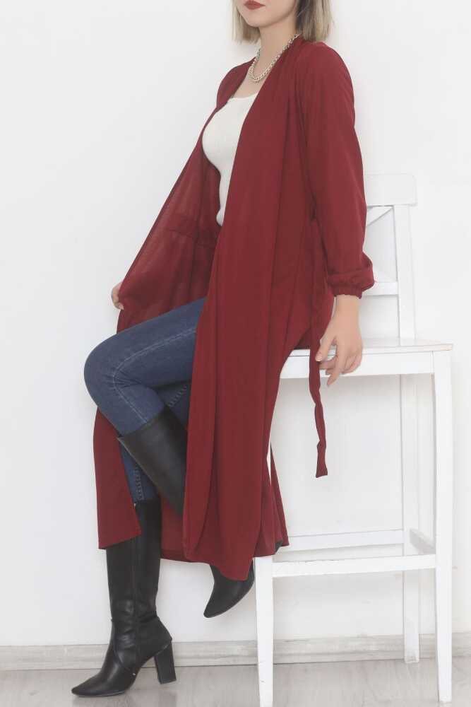 Beli Kemerli Kimono Bordo - 3