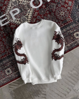 Bisiklet Yaka Baskılı SweatShirt - Beyaz - 4