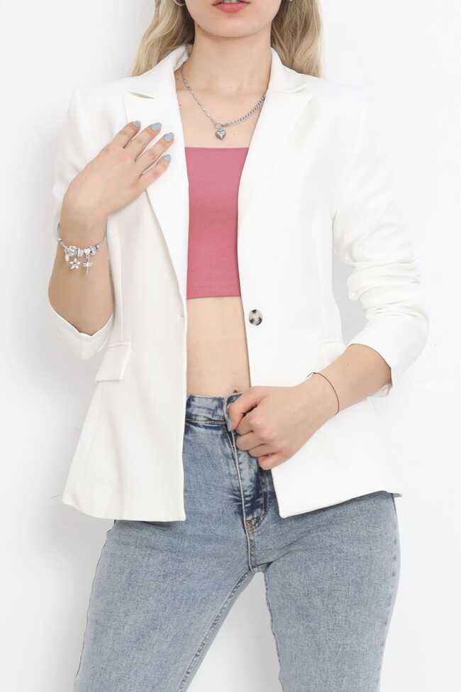 Blazer Ceket Beyaz - 5