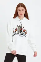 DANKES Baskılı Kapüşonlu Sweat - Beyaz - 1