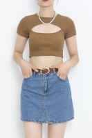 Dekolteli Crop Body Kahve - 1