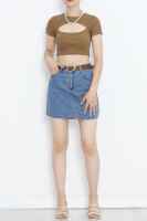 Dekolteli Crop Body Kahve - 6