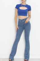 Dekolteli Crop Body Saks - 4