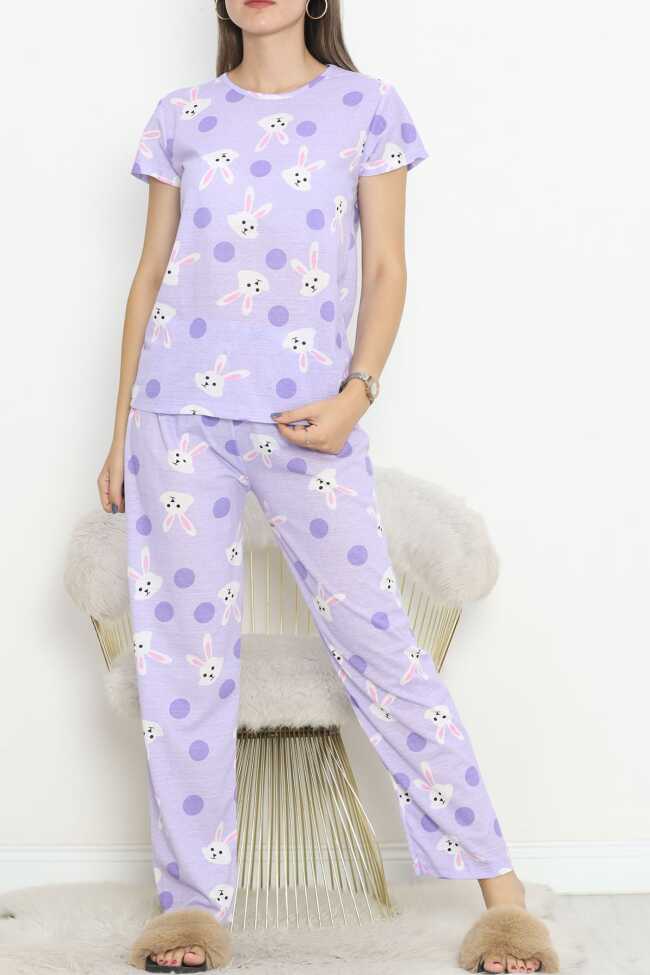 Desenli Pijama Takımı Açıklila - 4