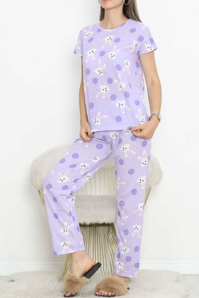 Desenli Pijama Takımı Açıklila - 7