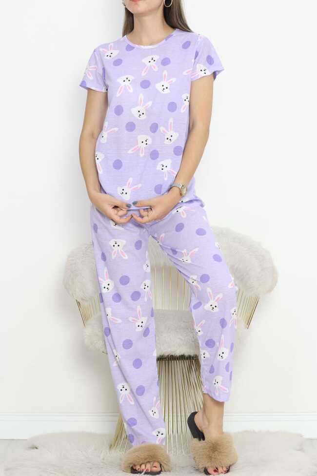 Desenli Pijama Takımı Açıklila - 8