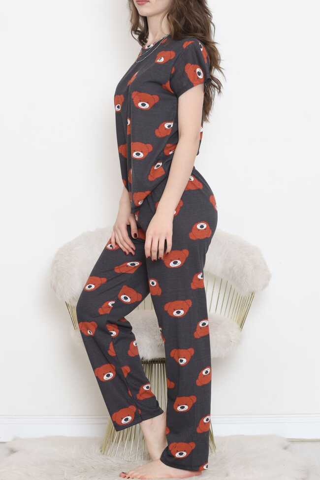 Desenli Pijama Takımı Antikahve - 8