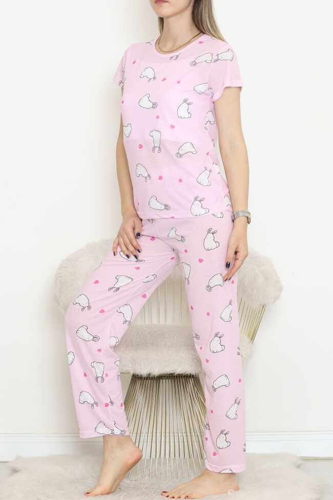 Desenli Pijama Takımı Beyazpembe - 2