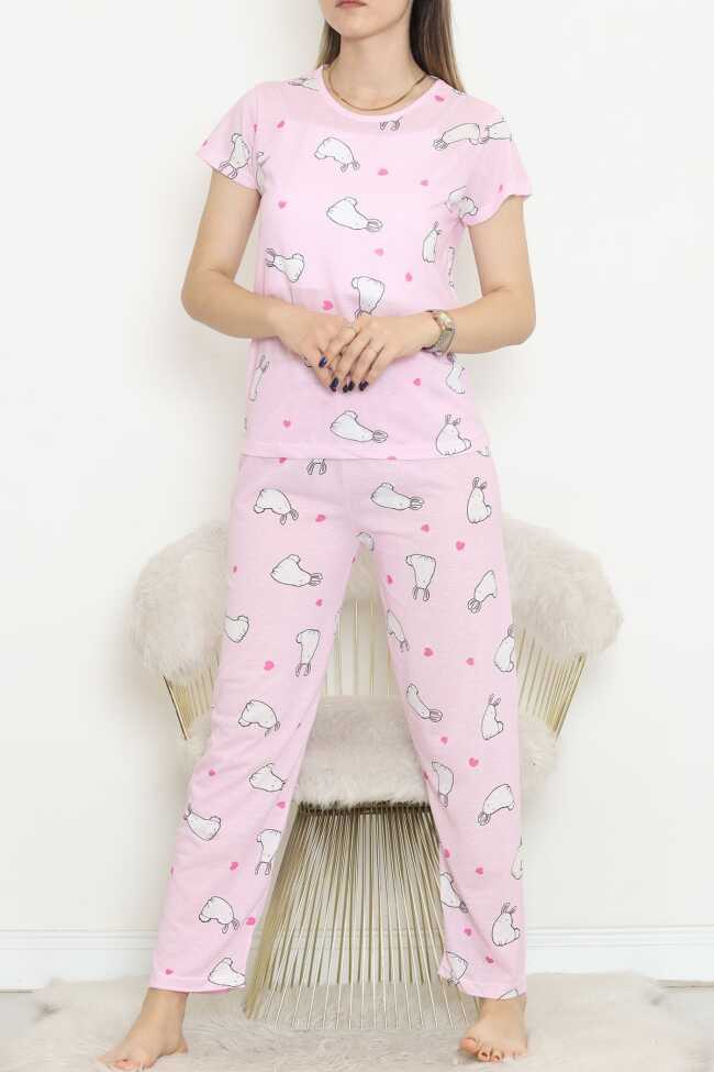 Desenli Pijama Takımı Beyazpembe - 4