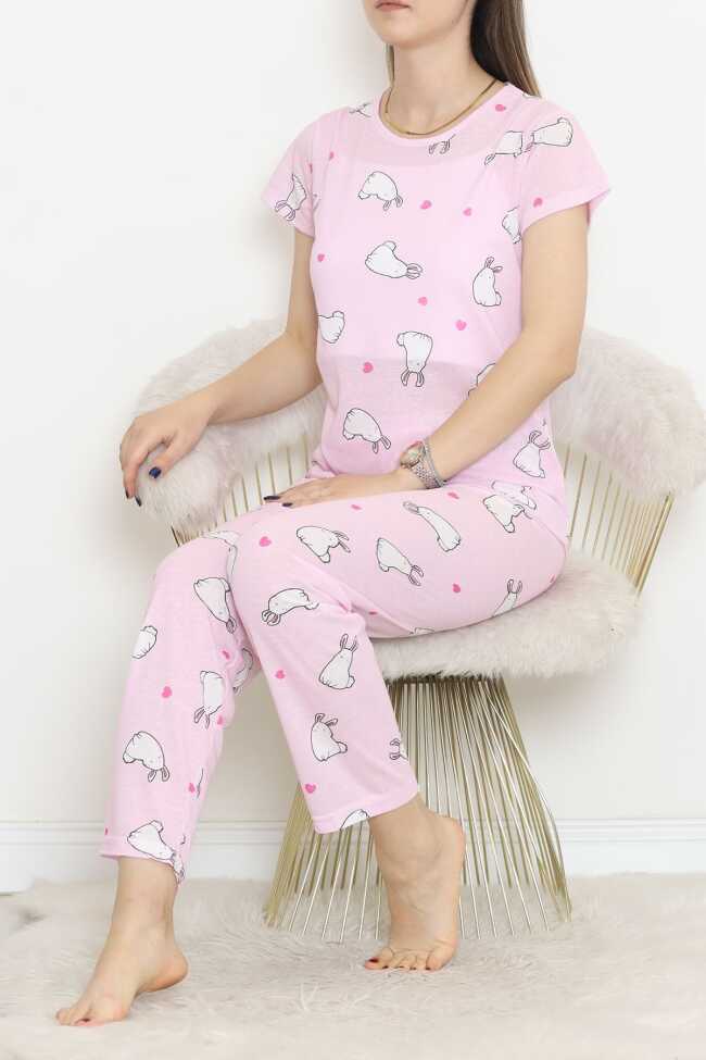 Desenli Pijama Takımı Beyazpembe - 8