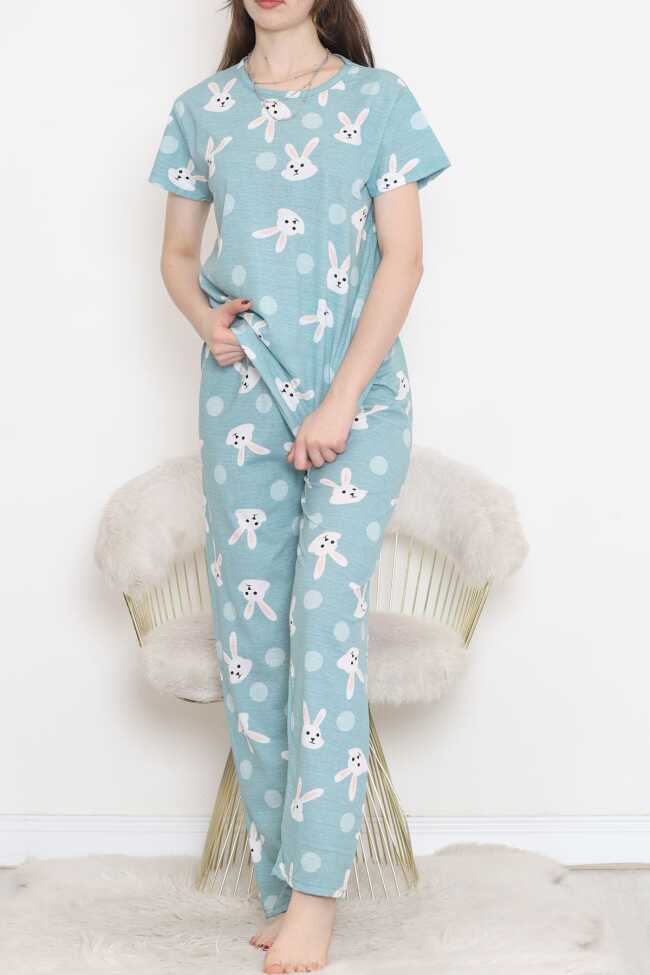 Desenli Pijama Takımı Çağla - 6