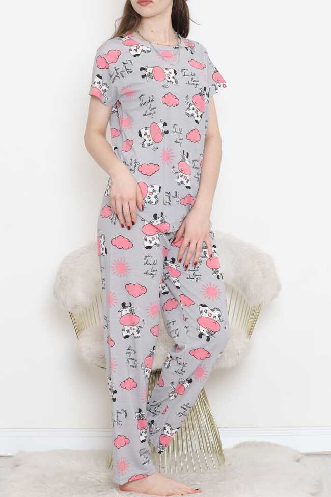 Desenli Pijama Takımı Gripembe - 7