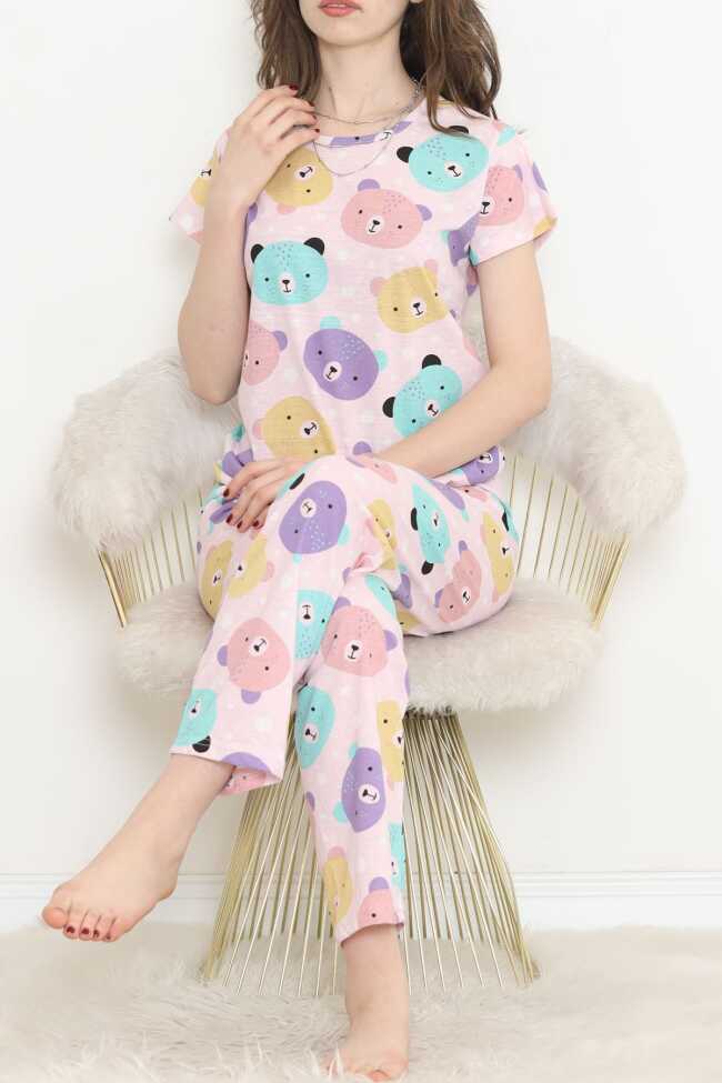 Desenli Pijama Takımı Lilapembe - 3