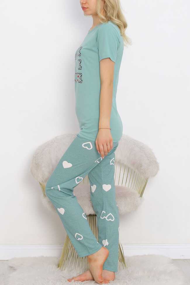 Desenli Pijama Takımı Mint - 3