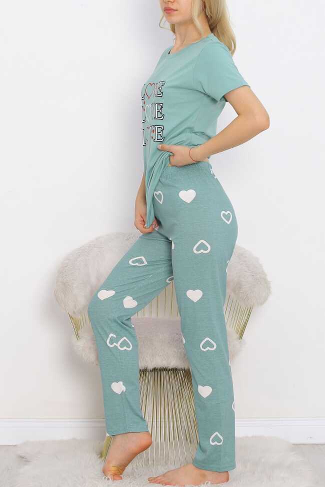 Desenli Pijama Takımı Mint - 5