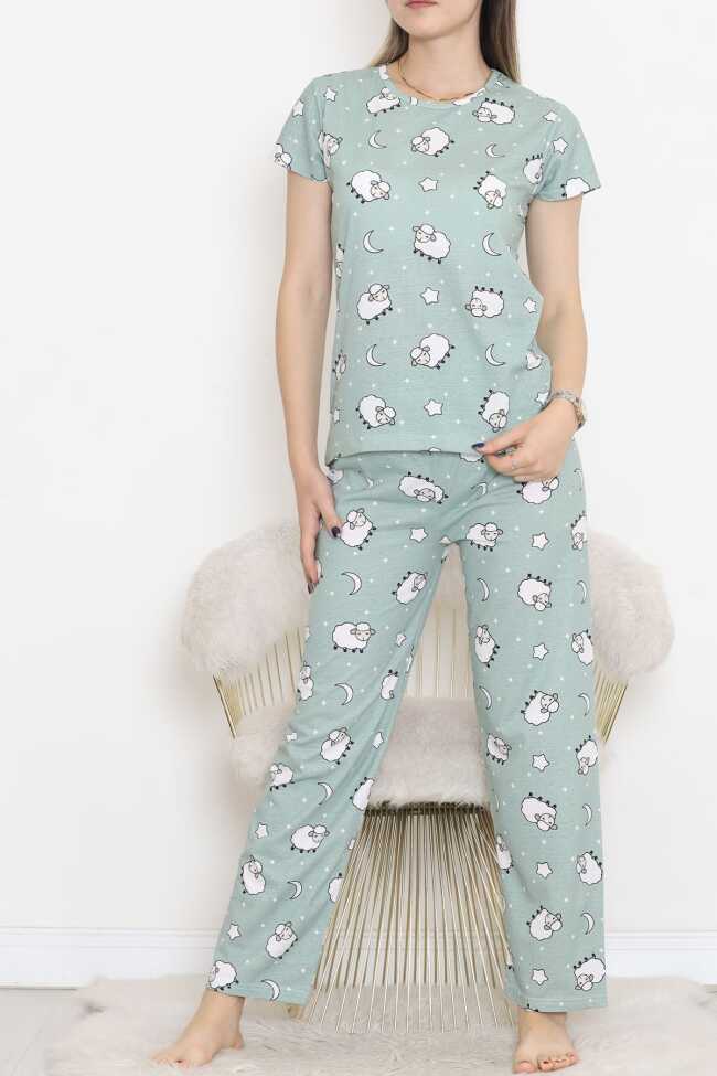 Desenli Pijama Takımı Mintbeyaz - 5