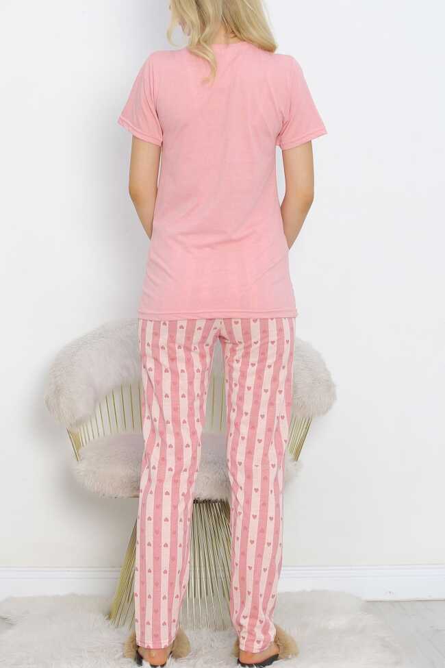 Desenli Pijama Takımı Pembe - 8