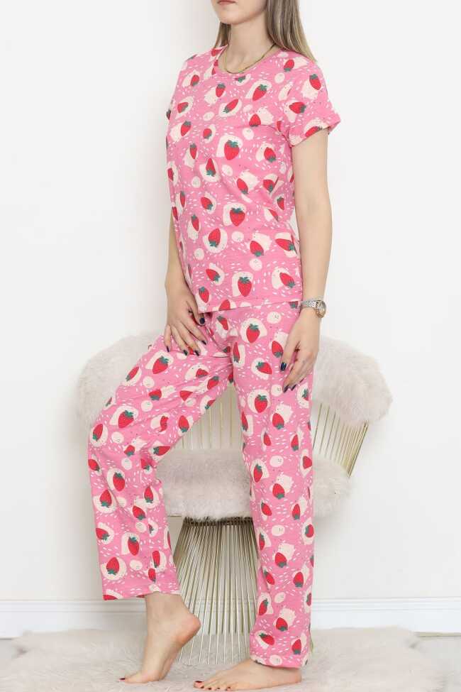 Desenli Pijama Takımı Pembe - 4