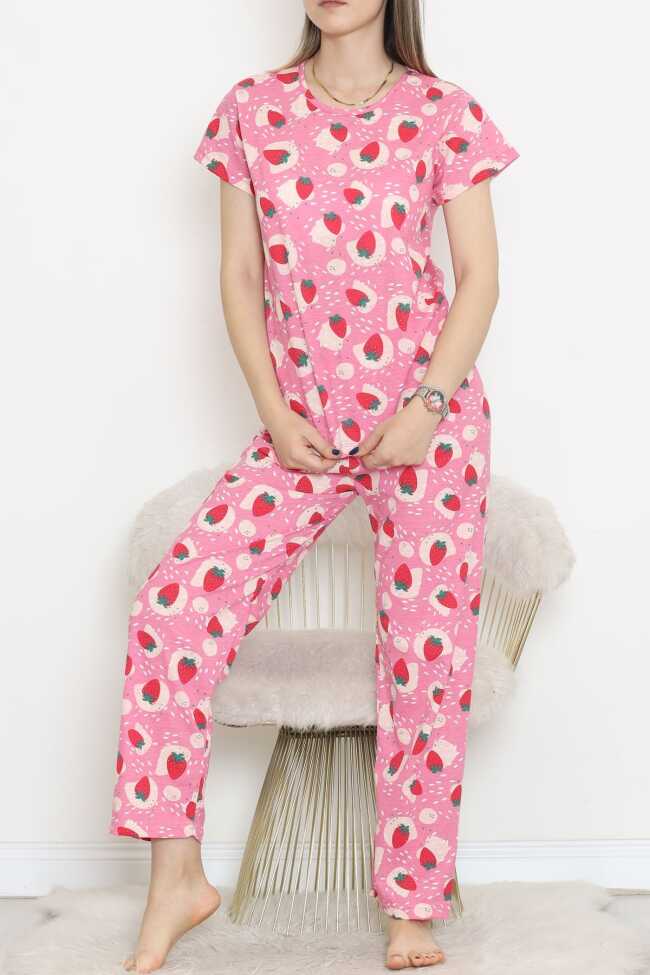 Desenli Pijama Takımı Pembe - 5