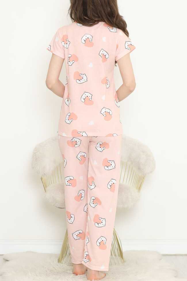 Desenli Pijama Takımı Somon - 8