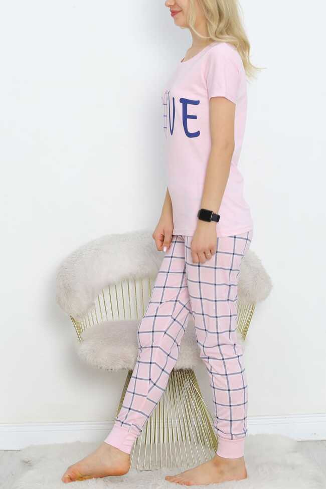 Desenli Pijama Takımı Tozpembe - 2