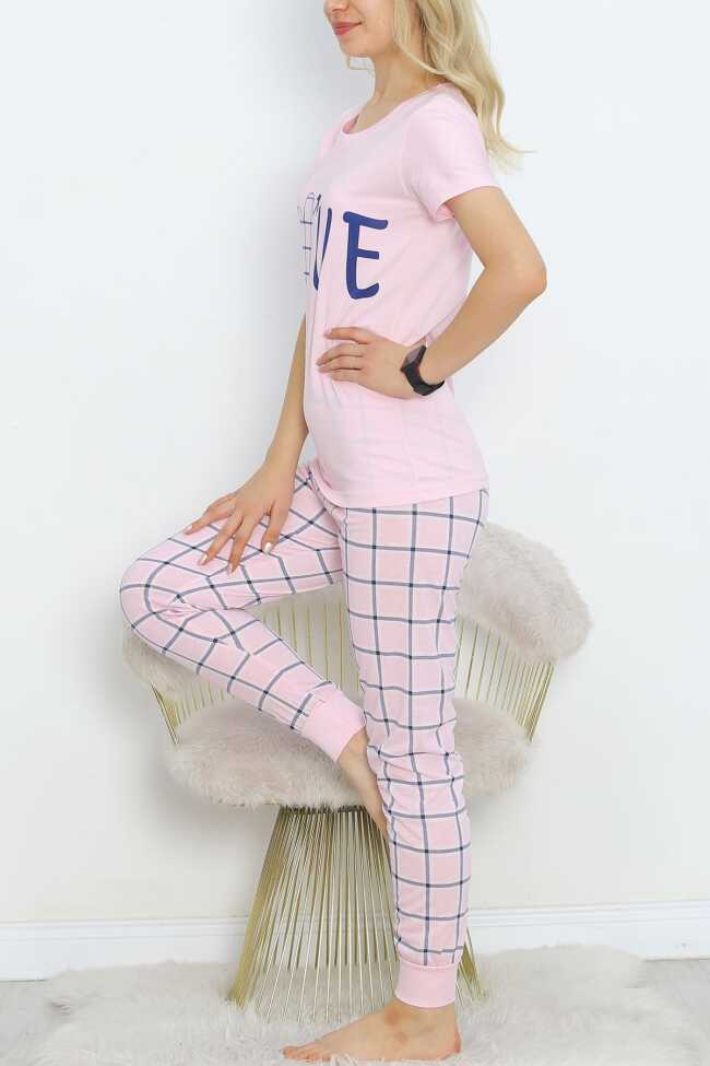 Desenli Pijama Takımı Tozpembe - 5