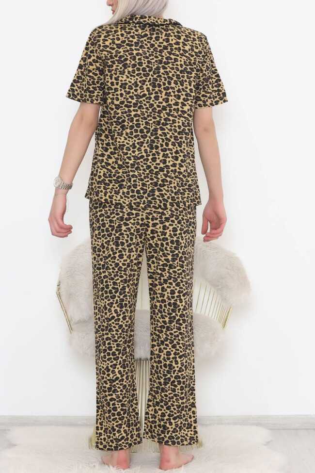 Düğmeli Pijama Takımı Leopar - 7