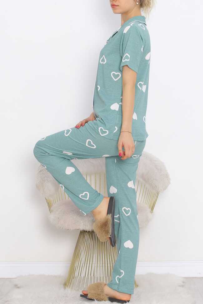 Düğmeli Pijama Takımı Mint - 6