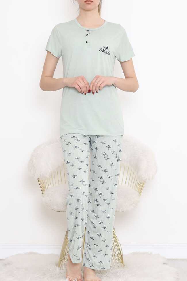 Düğmeli Pijama Takımı Mintlaci - 3