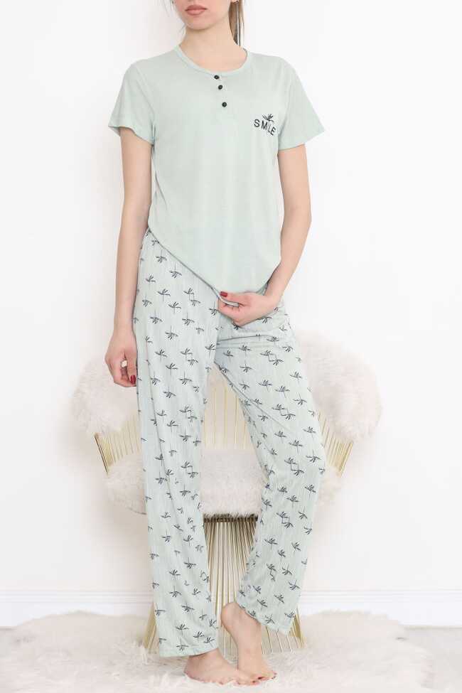 Düğmeli Pijama Takımı Mintlaci - 5