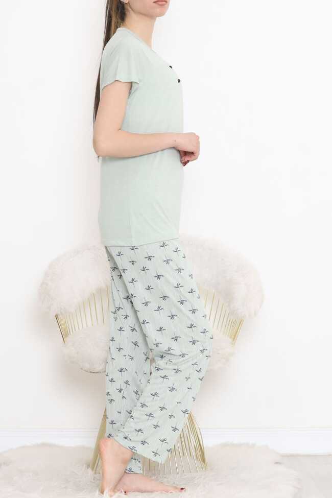 Düğmeli Pijama Takımı Mintlaci - 6