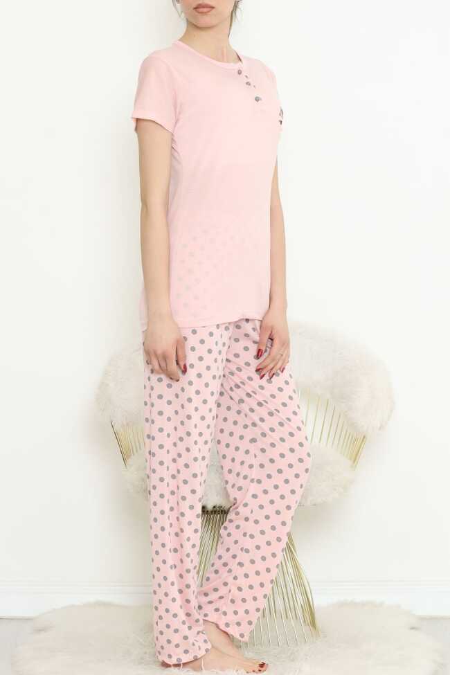 Düğmeli Pijama Takımı Pembe - 5